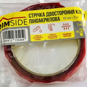 Стрічка двостороння DIMSIDE клейка піноакрилова 12мм*2м (225шт в ящ.)