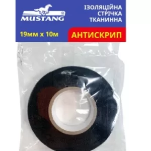 Ізоляцiйна стрiчка MUSTANG ХБ АНТИСКРИП (чорна) тканинна 19мм*10м (10шт)