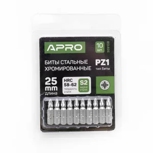 Біта APRO РZ1*25мм хром, пач 10шт SALE