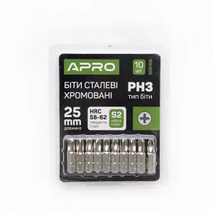 Біта APRO РH3*25мм хром, пач 10шт SALE