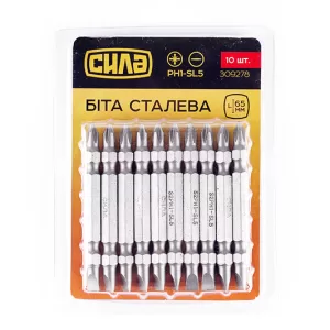 Біта СИЛА 2-х стороння PH1-SL5*65мм, пач 10шт