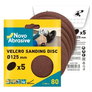 Круг шліфувальний NOVOABRASIVE на липучці Р320 125 мм (пач. 5шт.)