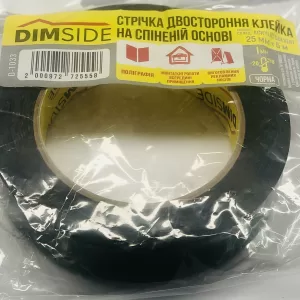 Стрічка на спіненій основі DIMSIDE двостороння чорна 19мм*5м (90шт в ящ.)