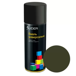 Емаль SLIDER color універсальна 6006 хвойна олива МАТ, аероз. 400 мл (12 шт. в уп.)