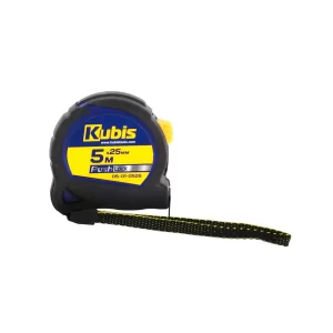 Рулетка KUBIS "PushLock", прогумований копус, автостоп 5м*25мм (уп-12шт.)