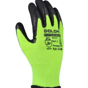 Рукавиці DOLONI EXTRAGRAB ECO з латексним покриттям, зелені неповний облив, розмір 10 (12/120пар)