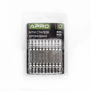 Біта APRO 2-х стороння PZ1-PZ2*65мм хром, пач 10шт SALE
