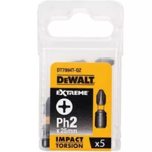 Біта DeWALT ударна, IMPACT TORSION  EXTREME, Philips, Ph2, L=25 мм, 5 шт